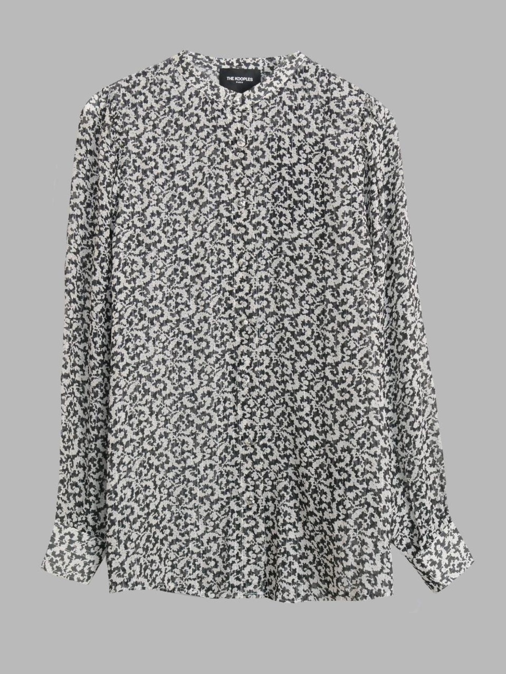 The Kooples Baroque Lace Lurex Black & White Patterned Long-Sleeve Shirt